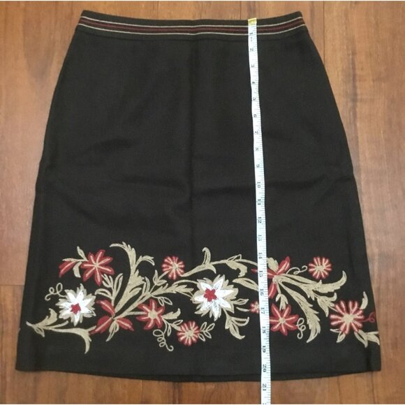Ann Taylor Loft Petites Brown Floral Embroidered Wool Rayon Blend Skirt 2P - Picture 7 of 7